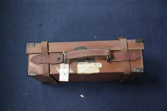 A Westley Richards & Co. brass mounted pigskin cartridge case, 18.5in.